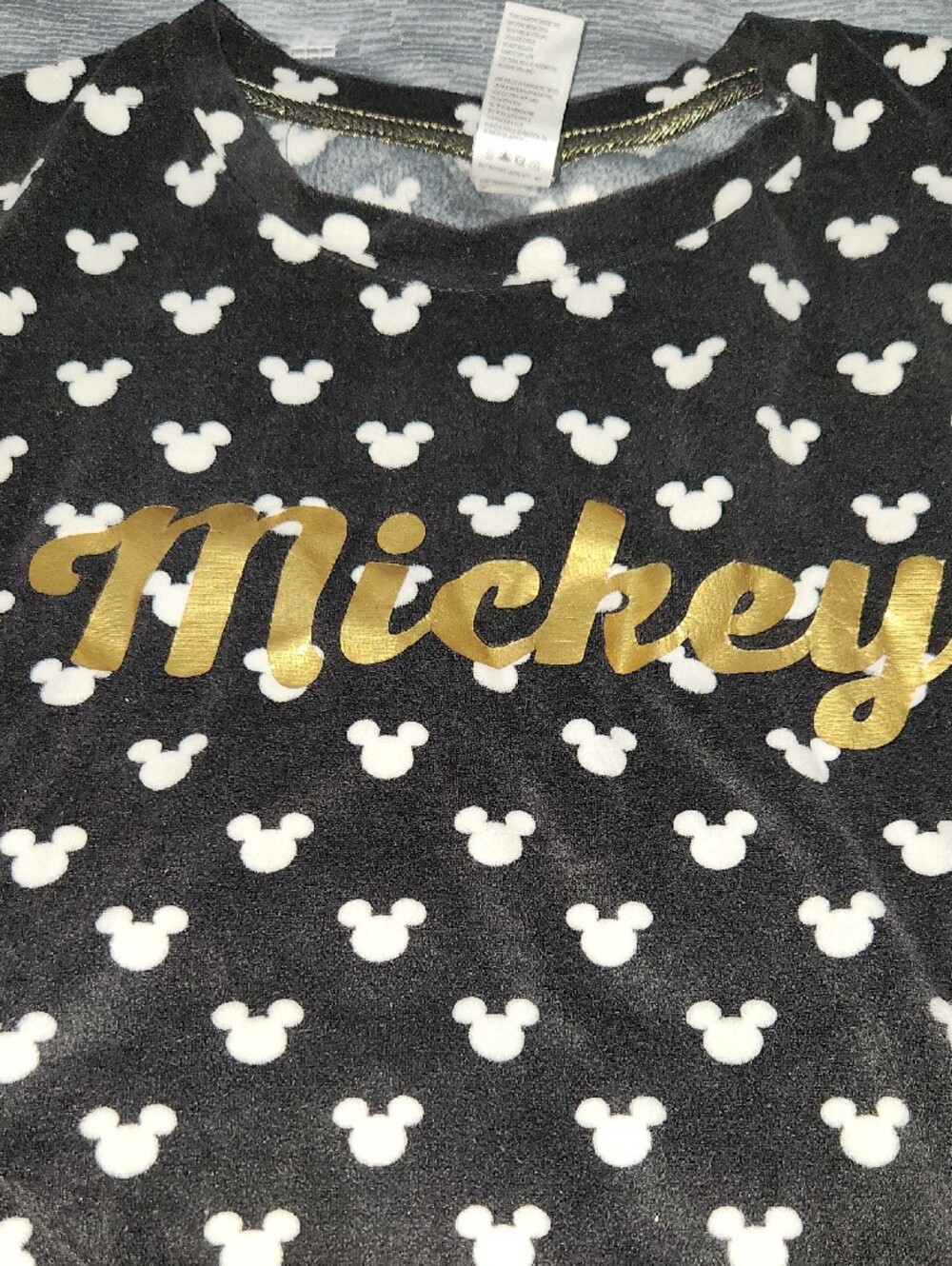Mickey Black & White Mickey Head Pajama Set with Gold Script - Picture 3 of 10